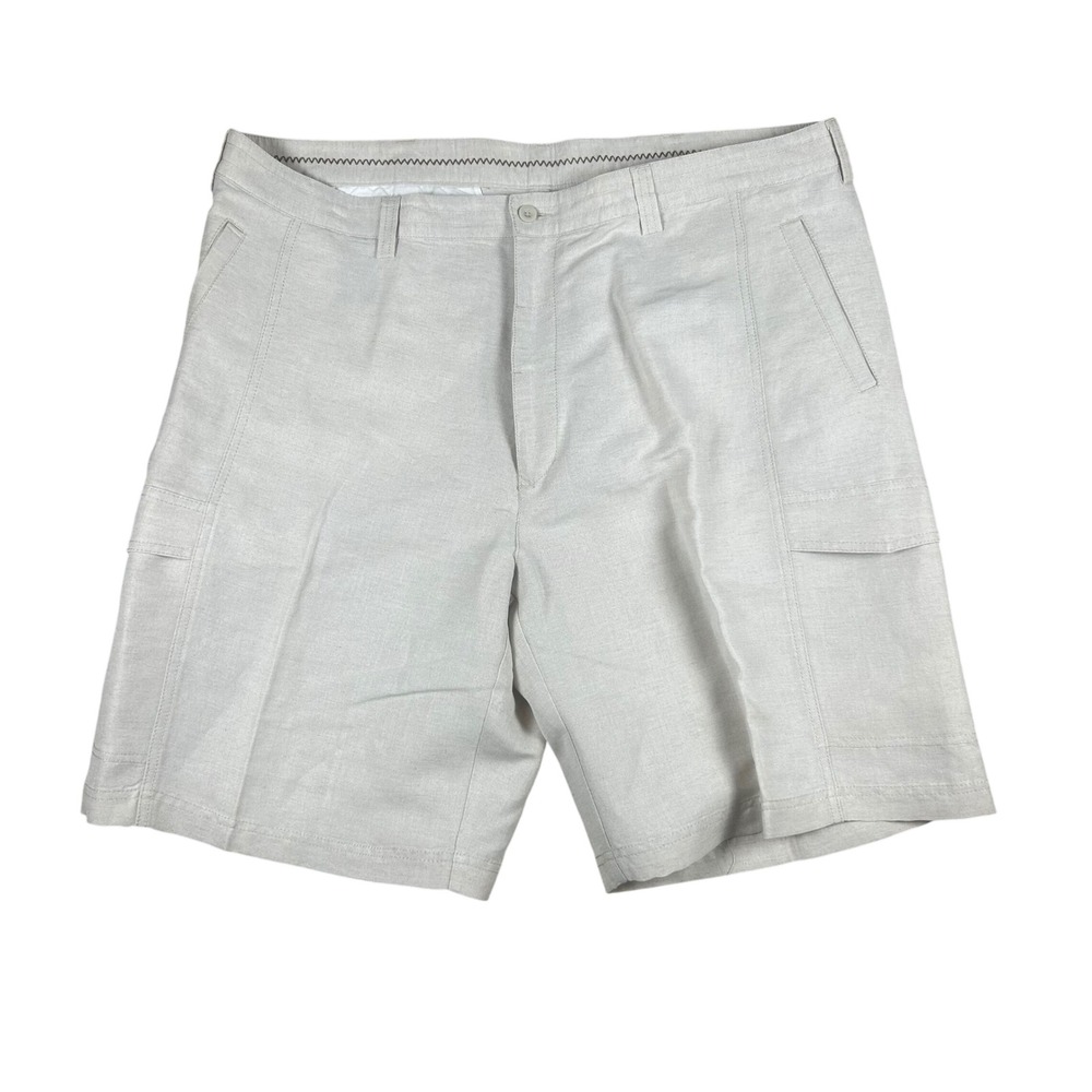 Cubavera Mens 42 Linen Blend Cargo Shorts Beige Natural RN37763‎ Summer Casual